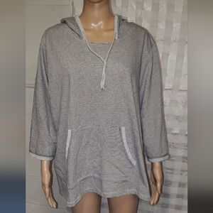 RBX Brand, Gray & White Striped Hooded Top.  Size 2X.